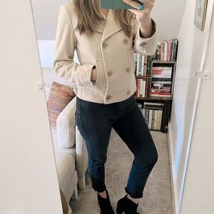 Ann Taylor Wool Pea Coat Cropped Double Breasted Jacket (Small)